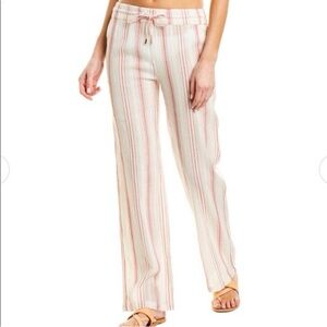 Melissa Odabash Women's Kristy Flare Pants Large Red Stripe Swim Semi-Sheer